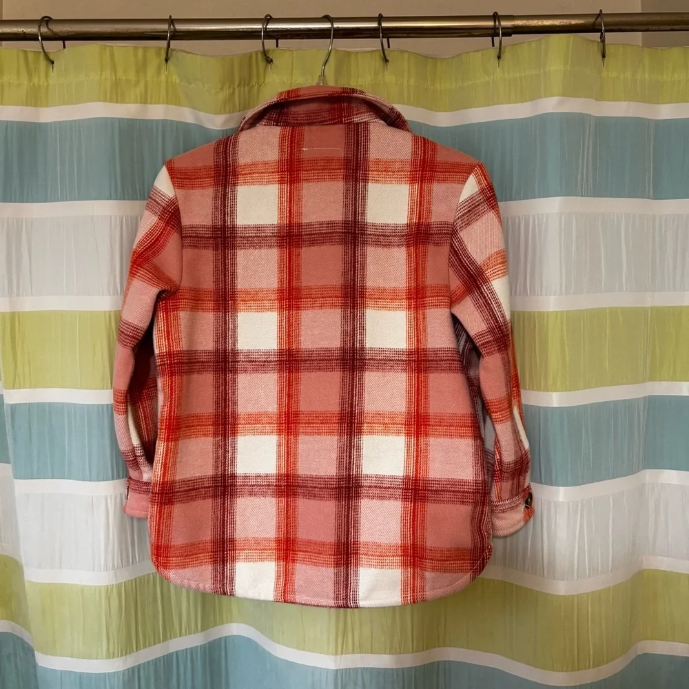 Old Navy Kids Pink and White Plaid Button Down Jacket Sz Medium (8)